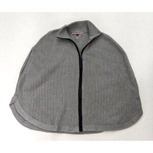 Gray Zip-Front Women's Sweater Poncho